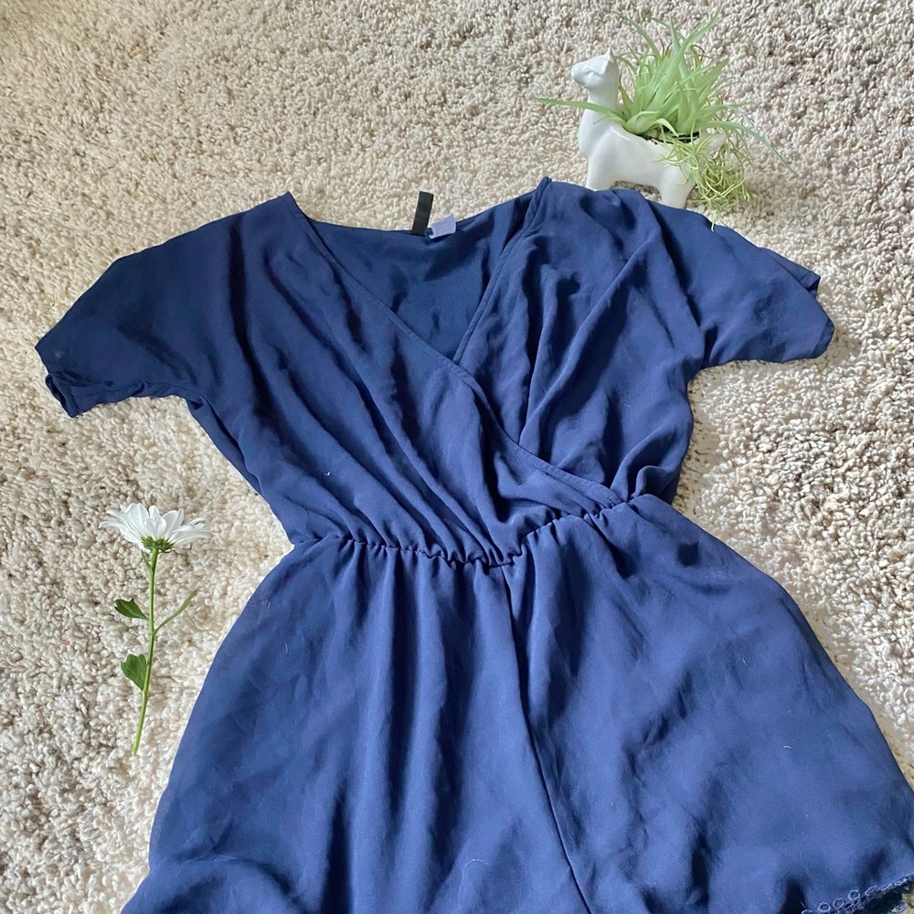 H&M divided fringy bottom navy blue modest casual chic spring / summer r… - Picture 4 of 4